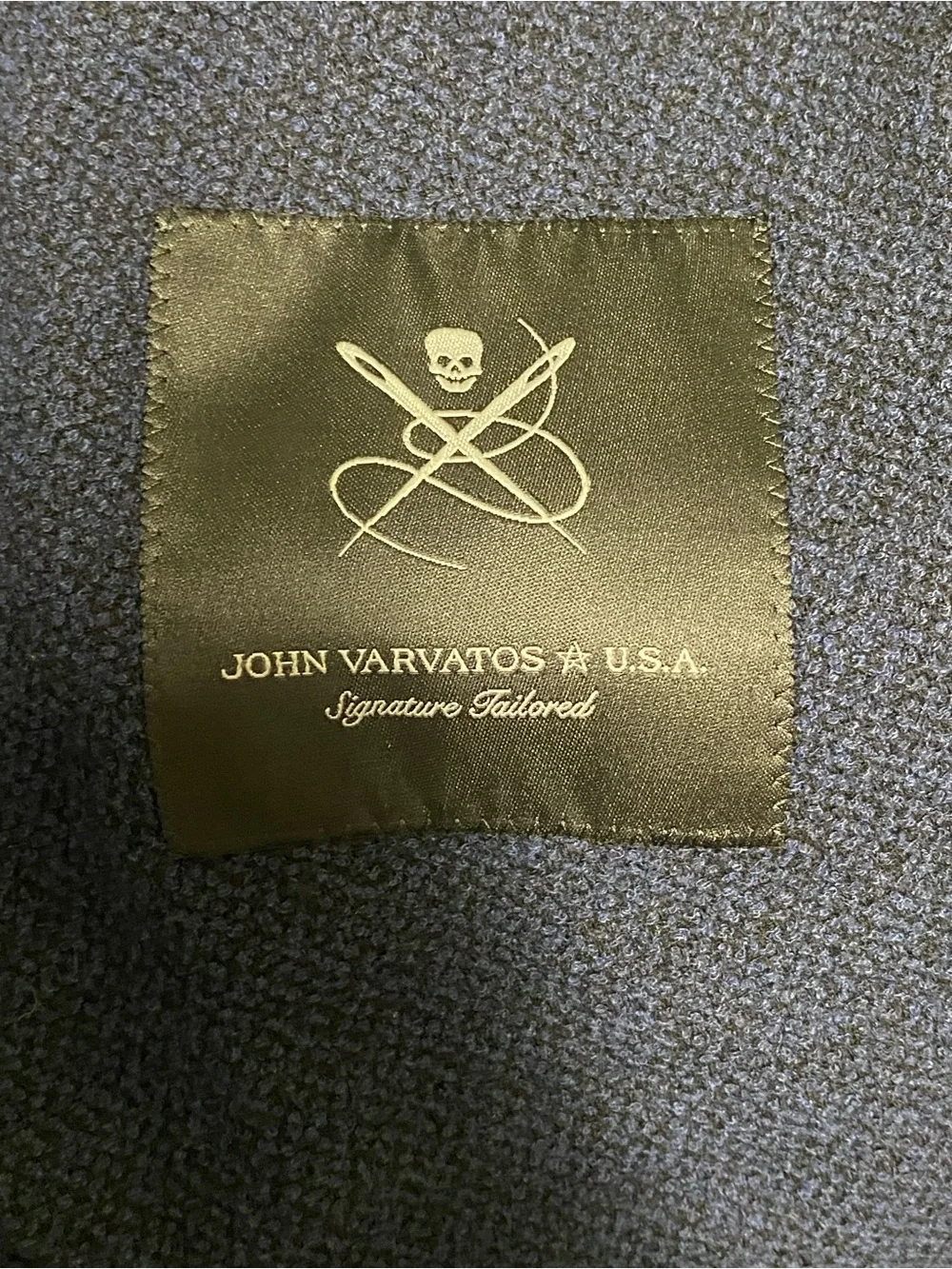 John Varvatos Navy Textured Two-Button Blazer